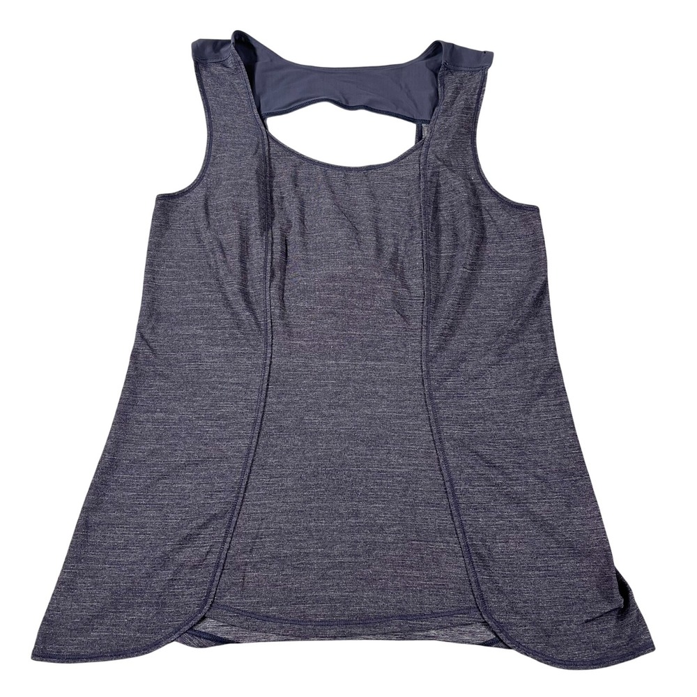Lululemon Womens Open Back Shelf Bra Tank Top M Heathered Purple Space Dye Gym